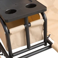 Outsunny Balancelle de Jardin 2 Places Table d'appoint pivotante + Rangement intégré Inclinaison Toit réglable Acier Noir Polyester Beige(m-8)