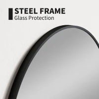 HOMCOM Round Bathroom Mirror, 70 x 70cm Steel Framed Wall Mirror, Decorative Mirror for Bedroom, Living Room, Entryway, Black(m-4)