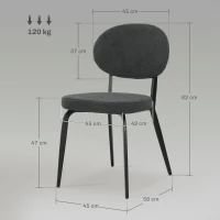 HOMCOM Set of Four Boucle Dining Chairs - Black(m-3)