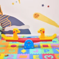 HOMCOM Kinder Gartenwippe Wippe mit Hirschform Kinderwippe Karussellwippe für 1-4 Jahre Kinder Kunststoff mehrfarbig 150 x 32 x 60 cm(m-2)