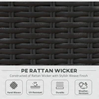 Outsunny Seven-Piece Rattan Garden Set, with Glass-Top Table - Black/Beige(m-5)