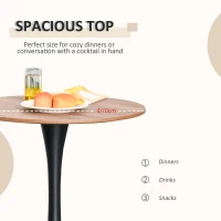 HOMCOM Modern Round Dining Table Leisure Coffee Bistro Table with Metal Base for Kitchen & Dining Room Brown(m-5)