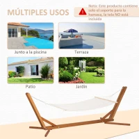 Outsunny Soporte para Hamaca de Madera Plegable Ajustable de 3 Niveles Estructura para Hamaca 217-380 cm de Longitud Carga Máx. 150 kg para Jardín Terraza 388x120x89 cm Teca(m-7)