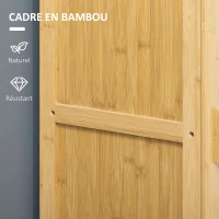 HOMCOM Meuble de rangement en bambou avec étagères et porte design à lamelles pour salle de bain chambre salon bois naturel(m-5)