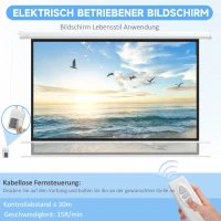 HOMCOM Beamer-Leinwand, 16:9 Format, Fernbedienung, 266 x 149 cm (120 Zoll), Weiß(m-4)