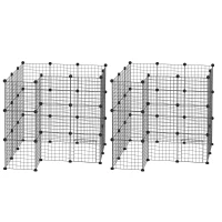 PawHut Cage parc clôture pour animaux domestiques enclos pour petits animaux modulable 2 niveaux 72 panneaux bords arrondis(m-10)
