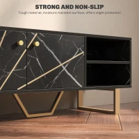 HOMCOM TV Stand Cabinet for TVs up to 50 Inches, TV Unit with Storage Shelves and Cupboard for Living Room, Black Marble Tone(m-7)