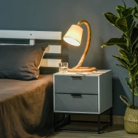 HOMCOM Lampada da Tavolo Stile Marinaro in Corda, Tessuto e Metallo, 29.5x21x43.5 cm, Beige(m-2)