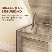 HOMCOM Baúl de Almacenaje para Dormitorio 95 L con Tapa Banco de Almacenaje con Bisagra de Seguridad 80x40x50 cm Grisáceo(m-5)