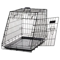 PawHut Cage de transport pour chien taille L dim. 77L x 47l x 55H cm métal noir(m-1)