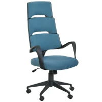 HOMCOM Fauteuil de bureau 67L x 60l x 118-127H cm rembourré réglable pivotant 360° bleu(m-8)