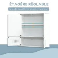 kleankin Meuble sous lavabo + armoire murale de salle de bain avec miroir avec étagère réglable poignées alliage aluminium(m-6)