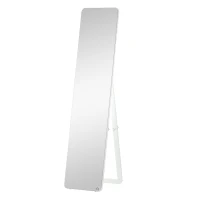 HOMCOM Espejo de Cuerpo Entero Espejo Rectangular de Pie y de Pared con Marco de Madera de Pino Moderno 37x43x156 cm Blanco(m-11)