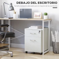 Vinsetto Archivador Móvil para Archivos A4 con Ruedas Gabinete de Archivos Suspendidos con 2 Cajones y Cerradura 40x45x55,6 cm Blanco(m-5)