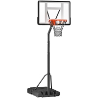 HOMCOM Canasta de Baloncesto con Soporte de Ruedas Aro de Basket Ajustable en Altura con Base Rellenable 90x165x302-352cm Negro