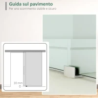 HOMCOM Porta Scorrevole in Vetro Smerigliato e Satinato con Binario e Maniglia per Bagno Cucina 210cm(m-5)