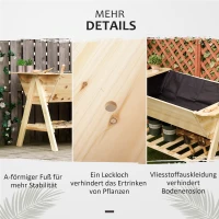 Outsunny Hochbeet Pflanzkasten Blumenkasten Blumentopf mit Abflusslöchern Vliesstoff Tannenholz Natur 129 x 78,5 x 82,5 cm(m-6)