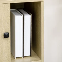 HOMCOM Estantería Librería con 3 Puertas de Vidrio Almacenamiento Abierto y Patas de Acero 60x40x120 cm Madera Natural(m-9)