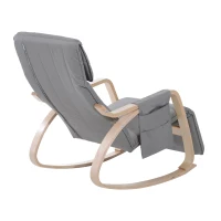 HOMCOM Rocking Lounge Chair Recliner Relaxation Lounging Relaxing Seat with Adjustable Footrest, Side Pocket and Pillow, Light Grey(m-5)