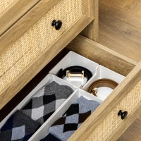 HOMCOM Cómoda con 4 Cajones Cajonera de Madera con Frontales de Ratán Estilo Cannage para Dormitorio 80x35x95 cm Natural(m-8)