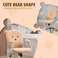 Vinsetto Cute Office Chair, Bear Shape Desk Chair with Teddy Fleece Fabric, Padded Armrests, Tilt Function, Adjustable Seat Height, Brown(m-4)