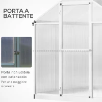 Outsunny Serra per Piante Porta Scorrevole Base Zincata Orto Tetto Regolabile Porta Scorrevole Telaio in Alluminio 242 x 190 x 195 cm(m-5)