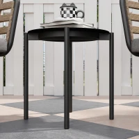 Outsunny 3 Pieces Rattan Bistro Set with Washable Seat and Back Cushions, Glass Top Coffee Table, for Outdoor, Patio, Black(m-9)