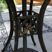 Outsunny 78 cm Round Garden Dining Table with Parasol Hole Antique Cast Aluminium Outdoor Table Only, Bronze Tone(m-9)