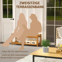 Outsunny Outdoor Schuhbank für 2 Personen, In- & Outdoor, bis 250 kg, Akazienholz, 118 x 40,5 x 46 cm(m-4)