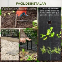 Outsunny Malla Geotextil 2x100 m Malla de Jardín contra Malas Hierbas 60 g/m² Rollo de Malla Antimaleza Negro(m-5)