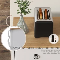 HOMCOM Buffet meuble de rangement armoire de cuisine style rural 2 tiroirs et 2 placards étagères à hauteurs réglables blanc(m-7)