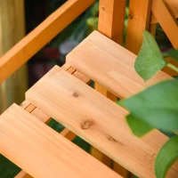 Outsunny Étagère à Fleurs Pliable Étagère à Fleurs Supports de Pots Porte Plante - 4 niveaux à Lattes réglables - pan arrière Treillis - Bois Sapin pré-huilé pour Intérieur Balcon Jardin Terrasse(m-7)