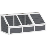 PawHut Căsuță pentru Țestoase fără Paviment cu Panel Detașabil și 2 Spații Separate, 120x55x50 cm, Gri(m-1)