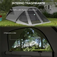 Outsunny Tenda da Campeggio 4 Posti Impermeabile con Zona Notte e Zona Giorno, in Poliestere, 430x300x190 cm, Grigio(m-5)