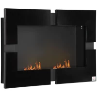 HOMCOM Ethanolkamin Wandkamin 90 x 18 x 60 cm Schwarz(m-9)