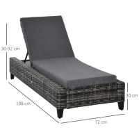 Outsunny Bain de soleil transat grand confort matelas inclinaison réglable multipositions résine tressée grise(m-3)