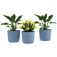 Outsunny Set of Three Ф22cm Planters - Blue(m-11)