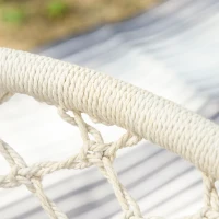 Outsunny Amaca da Giardino in Stile Boho Chic, Sedia Sospesa in Poliestere e Macramè per Interni ed Esterni, Crema, 80x60x36cm(m-9)