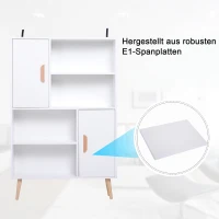 HOMCOM Kommode Sideboard Schubladenkommode Highboard Schrank Anrichte Schuhschrank Küchenregal Küchenschrank mit 2 Türen 5 Fächern Weiß 80 x 23,5 x 123 cm(m-5)