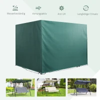 Outsunny Hollywoodschaukel Abdeckung 3 Sitzer, Wasserdicht Winterfest Schutzhülle für Gartenschaukel, Winddicht UV-Beständig Abdeckplane für Gartenmöbel, Hängesessel, 215 x 155 x 150 cm Grün(m-4)