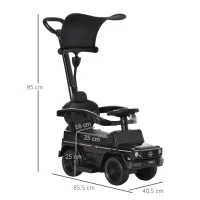HOMCOM Macchina a Spinta per Bambini 12-36 Mesi con Licenza Mercedes, Tettuccio e Maniglia di Spinta, 85.5x40.5x95 cm, Nero(m-3)