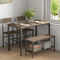 HOMCOM Four-Piece Dining Set, With Table, Chairs and Bench(m-10)