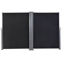 Outsunny 6 x 1.6 M Double Canopy Pull-Out Side Awning Sun Rain Outdoor Protection w/ Steel Frame Retractable Garden Privacy Home Commercial Dark Grey(m-11)