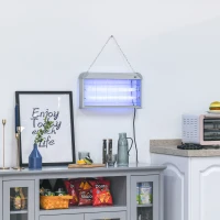 Outsunny Elettroinsetticida da Esterno e Interno con Lampada Antizanzare UV per 60m², Zanzariera Elettrica 30W Grigio(m-2)