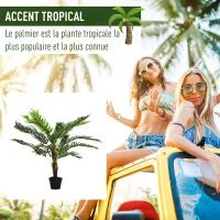 Outsunny Palmier Artificiel Hauteur 123 cm Arbre Artificiel décoration Plastique Fil de Fer Pot Inclus Vert(m-6)