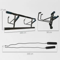 SPORTNOW Pull-Up Bar, No-Drilling Chin-Up Bar, Push-Up Stand with Resistance Bands, Padded Handles for Home Gym Exercise, Blue(m-3)