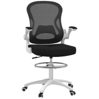 Vinsetto Sedia da Ufficio Ergonomica in Tessuto Traspirante con Altezza Regolabile e Braccioli Ribaltabili, 59x65x110-130 cm(m-1)