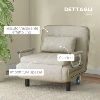 HOMCOM Poltrona Letto Singolo e Chaise Longue in Tessuto con Schienale Regolabile a 3 Livelli, Grigio(m-6)