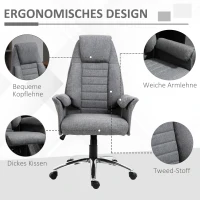 HOMCOM Chefsessel, höhenverstellbar, 5 Rollen, ergonomische Form, 68 cm x 69 cm x 126 cm, Grau(m-4)