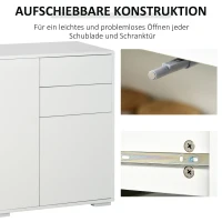 HOMCOM Sideboard Kommode Anrichte, 2 Schubladen, Push-Click, 117 cm x 36 cm x 74 cm, Weiß(m-6)